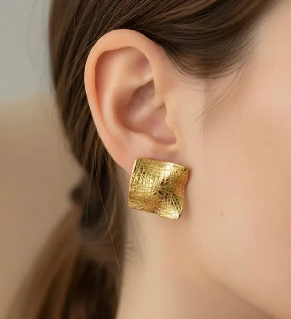 Gold_Hammered_Square_Studs_Earrings_For_Women